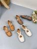 Fashion Fashionable retro style full leather women's diagonal buckle cowhide flat shoes for spring  summer, soft sandals  elderly