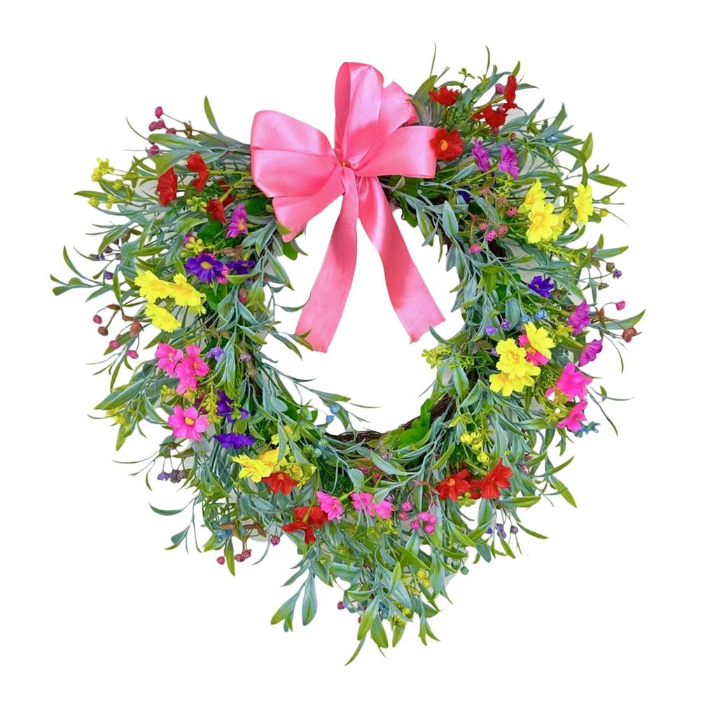 Heart Wreath Front Door Garland Artificial Spring Festival Decor Ornament Decorative Gypsophila Wreath for Party Window Porch