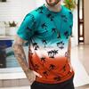 Mens Short Sleeve T-Shirt With 3D Coconut Tree Print Slim Fit Casual Wear Plus Size Up To 6XL