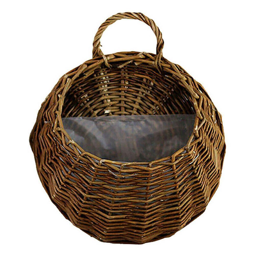 New Storage Container Flower Basket Wall Hanging Handmade Weaving Wicker Basket Garden Pots Home & Living