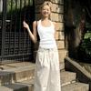American Spice Girls Slim White and Skinny I-shaped Neck Vest Women's Summer Niche Inner and Outer Wear Short Suspender