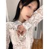 Vintage T Shirt Women Lace Lcae Up Shirt Hollow Out Y2k Tee Tops Fairycore 2000s Korean Style Tshirts Autumn Winter