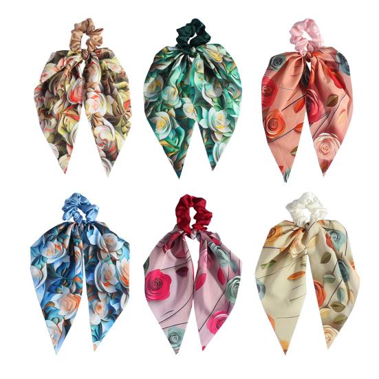 Hair Band Floral Print Bowknot Shape High Elasticity Hair Tie No Irritating Scalp Hair Rope Versatile Hair Accessory