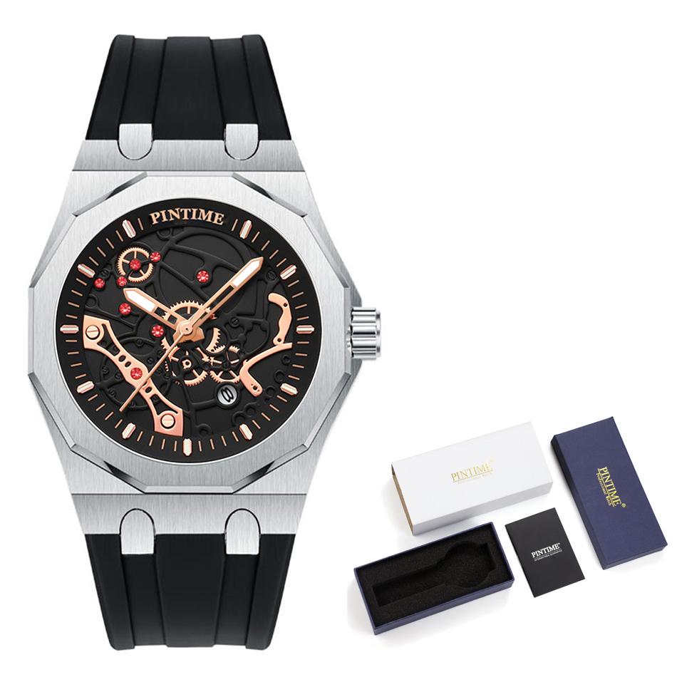 Premium Luxury Sports Watch for Men Water Resistant Automatic Mechanical Stone Style Timepiece Men's Wristwatch Retro Watch