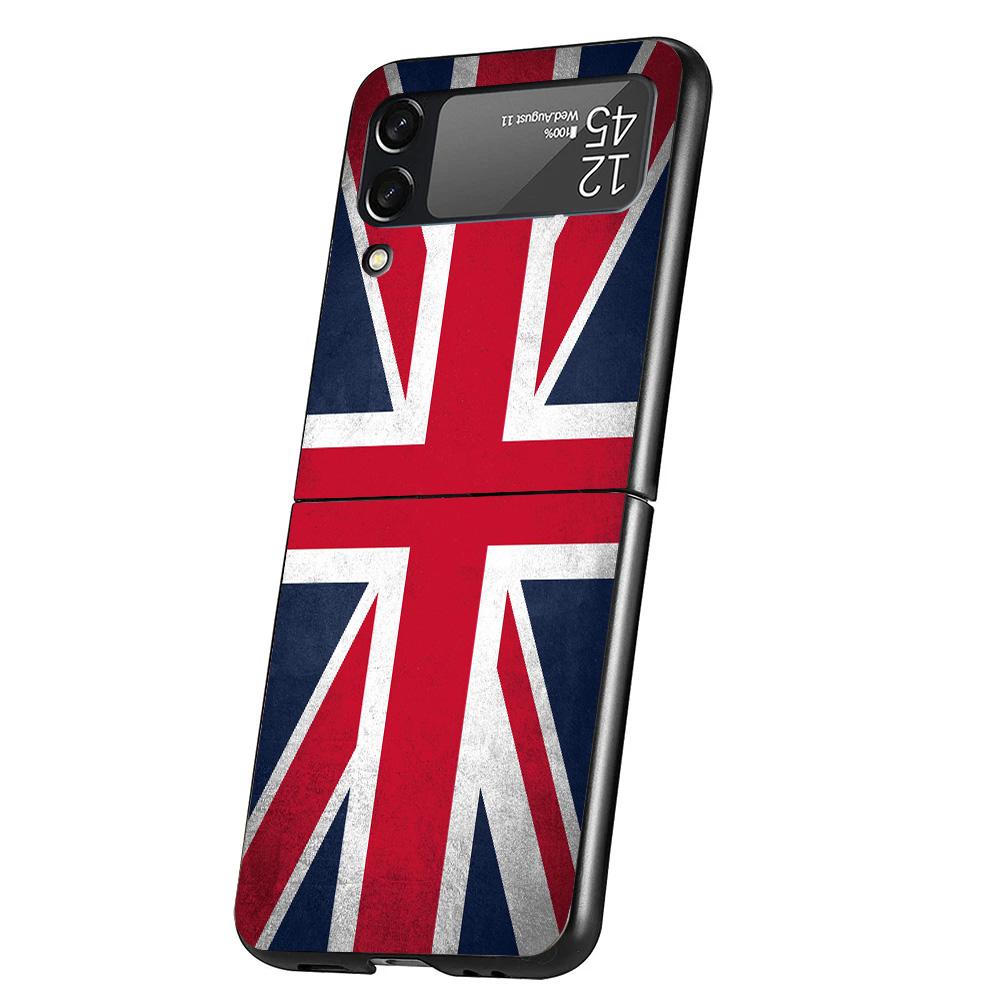 Union Jack England UK Flag Cover Phone Case For Samsung Galaxy Z Flip 7 6 5 4 3 5G Flip7 Flip6 Flip5 Flip4 Flip3 Black Fundas Sh