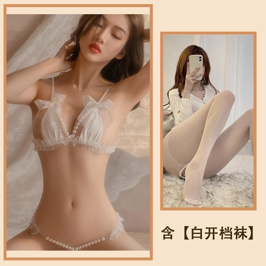 Sex Underwear Seduction Three-point Pearl Passion Suspender Small Chest Pure Desire Bikini One-piece Sao Thong