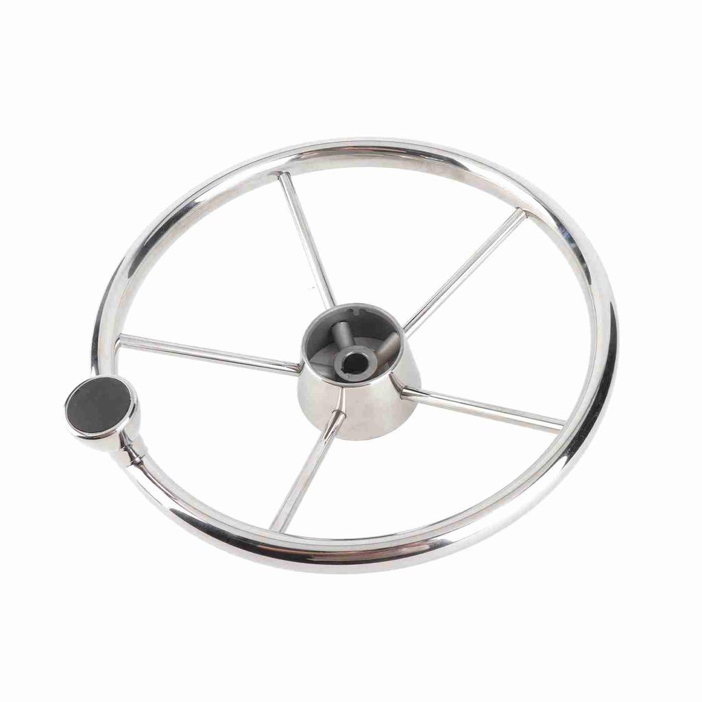 13.5in 5 Spoke Steering Wheel with Knob Stainless Steel Universal Marine Boat Accessories