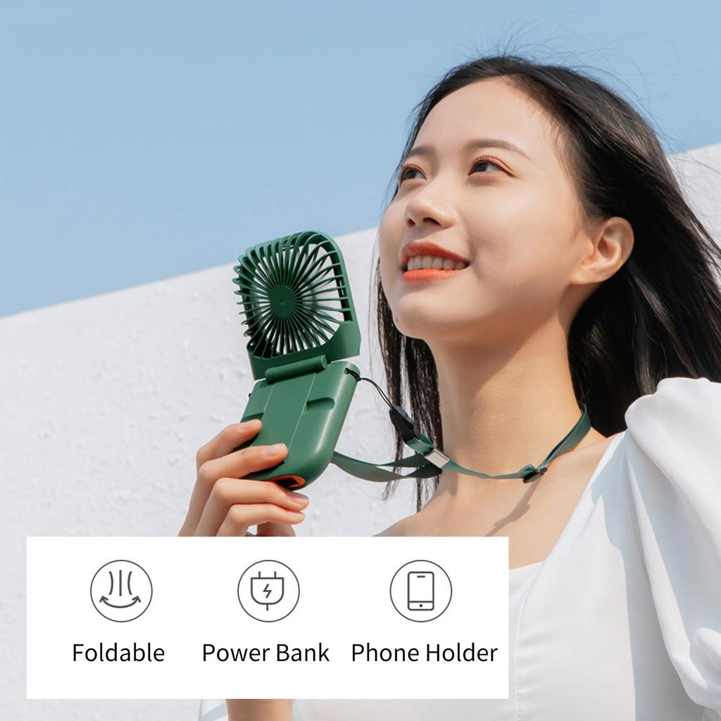 Náhrdelník ventilátor Mini nositelné ventilátory Skládací závěsný ventilátor USB dobíjecí 3rychlostní ventilátor s držákem telefonu