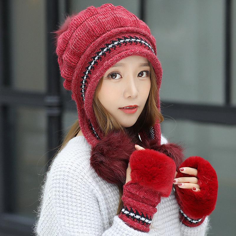 Women's Trendy Korean Style Knit Hat with Ear Protection - Warm, Versatile, Fashionable, Plus Velvet, Plus Thick, Perfect for Autumn and Winter