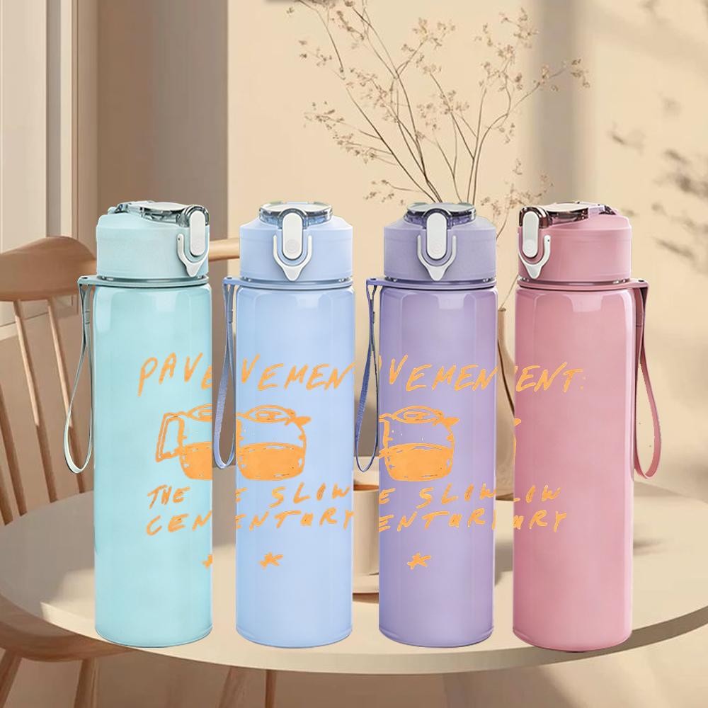 1PC All them witches dark band text print 750ml colorful plastic sports water bottle leakproof pop up lid with straw for outdoor work home use