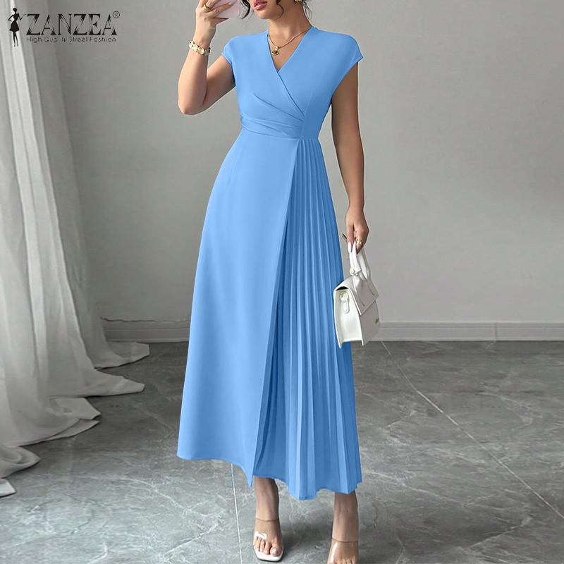 ZANZEA Women Summer Casual V-Neck Sleeveless Slim Dress