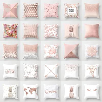 40X40/45X45CM Rose Gold Pink Geometry Print Cushion Covers Modern Nordic Livingroom Decorative Pillows Case Couch Throw Pillows