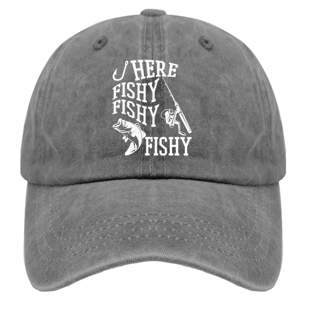 Hat Funny Fishing Here Fishy Fishy Fishy Dad Hats Vintage Cap for Men