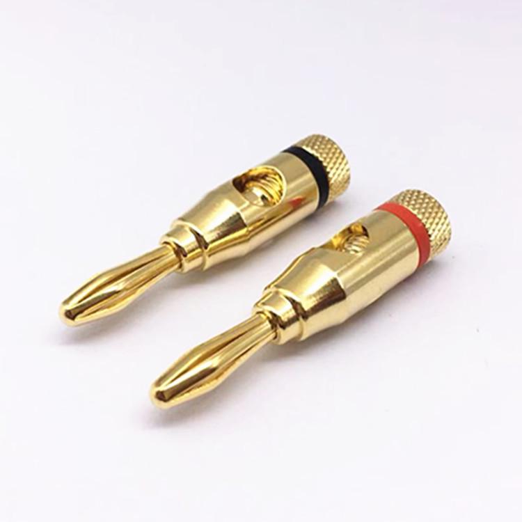 Gold-Plated Copper 4mm Solderless Audio Banana Plug for Speaker Cables