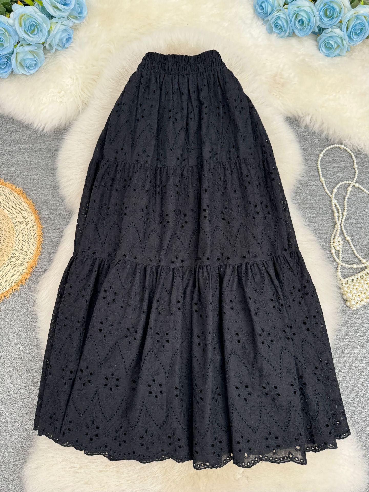 

Japanese-Korean Early Spring Hollow Midi A-Line Skirt for Women One Size