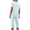 Women's Printed Short Sleeve Pajama Set - Casual Two Piece Sleepwear with Pants