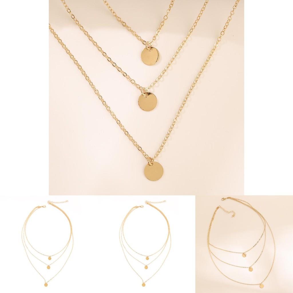 Stylish European And American Inspired Round Pendant Necklace With Alloy Chain For Women