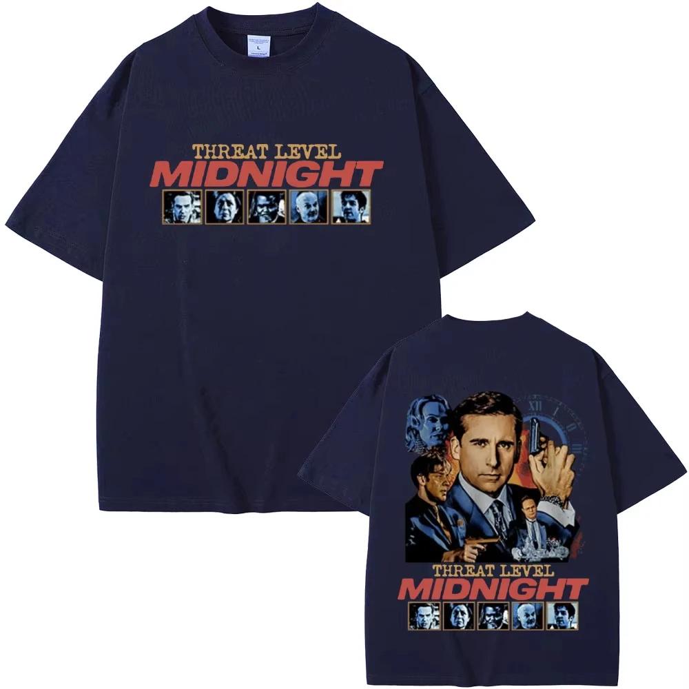 Threat Level Midnight Michael Scott Homage Graphic Print T-shirt Tv Series The Office Dwight Schrute Jim Halpert Men Women Loose Casual Oversized Top