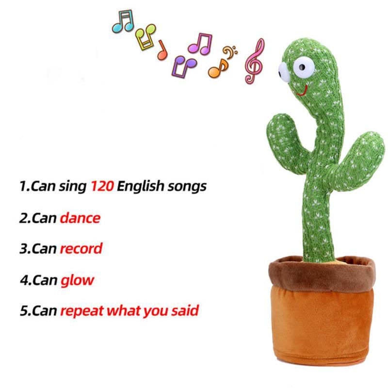 Dancing Cactus Toy Repeat Singing Talking Dancing Rocking Plushie Stuffed Animal Kids Education Toy