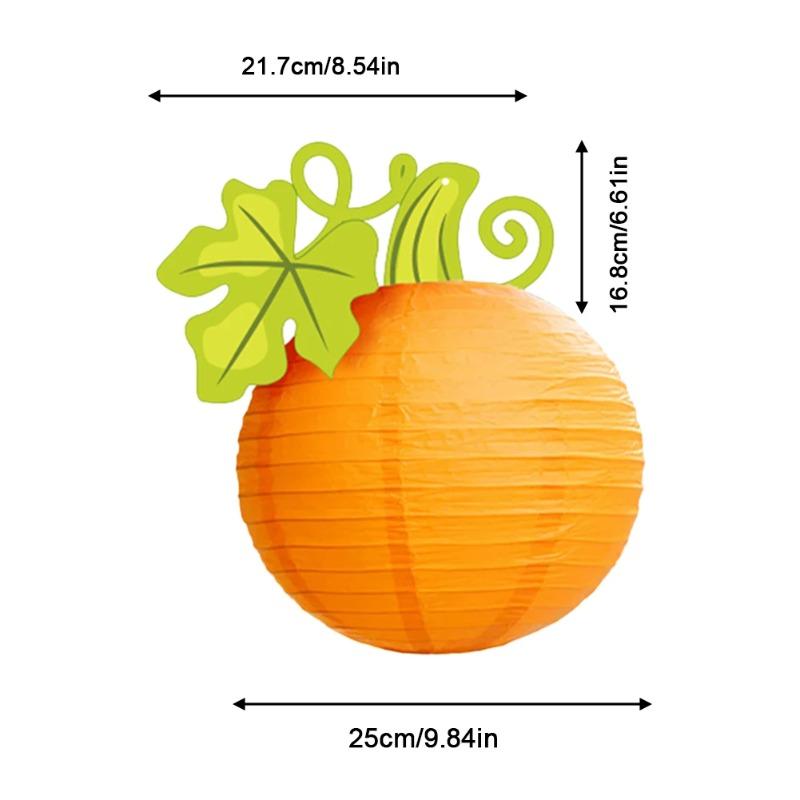 Halloween Round Paper Pumpkin Hanging Lantern Decoration for Thanksgiving Fall Festival Indoor Outdoor Party Patio Home Holiday Scene Decor Supplies