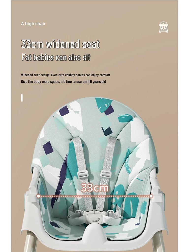 Foldable Portable Baby High Chair with Wheels - Adjustable & Modular Dining Seat for Children