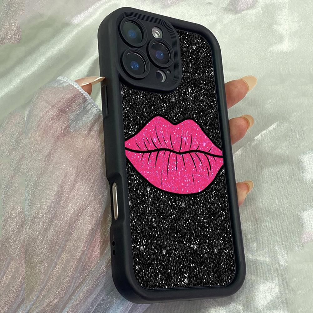 JT289 Hot Pink Lips for iPhone 17 16 15 14 13 12 Pro Max Samsung S26 S25 Ultra A17 A16 A07 A56 A06 A15 Xiaomi 15T Redmi 15c Note 14 13 12 11 Soft Case