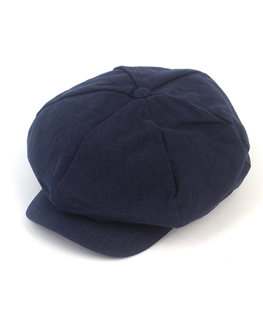 Yunibeosyeolkemiseuteuli Linen Navy Loose Fit Newsboy Cap