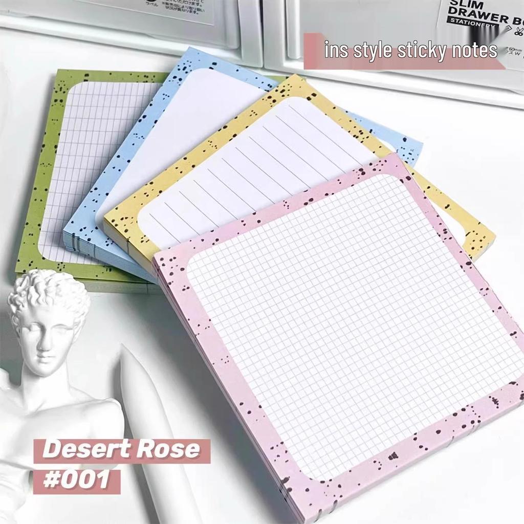 Set of 6 Stylish Cream Ink Splash Post-it Notes - Perfect for Study Planning