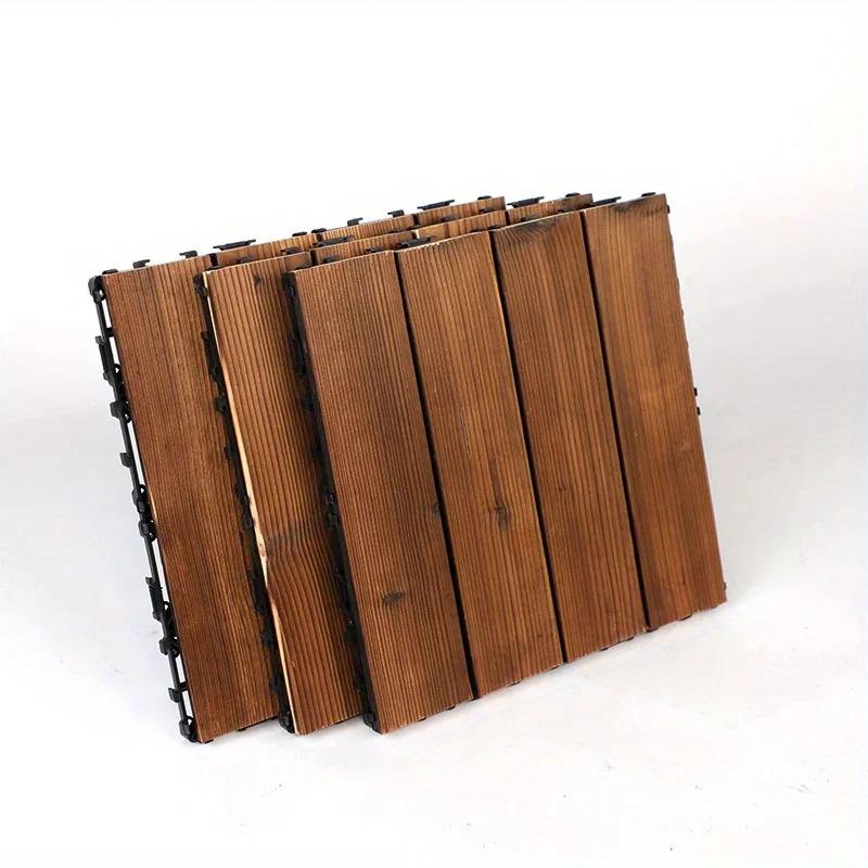 Anti Corrosion Wood Flooring Outdoor Carbonized Wood Flooring Balcony Household Courtyard Flooring Splicing Waterproof Solid