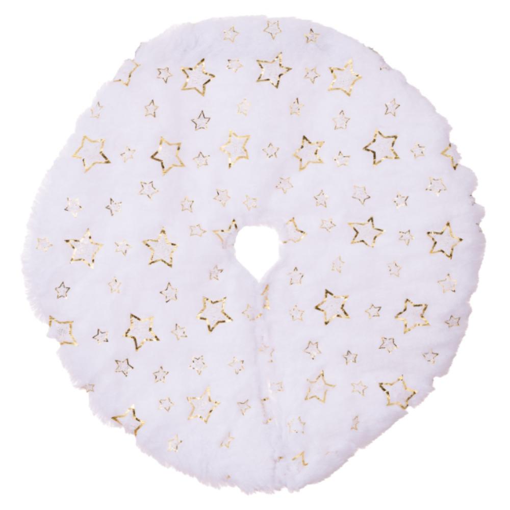 Plush Christmas Tree Skirt White Faux Fur Xmas Trees Sequin Carpet Mat Small Skirts Home Party Decorations