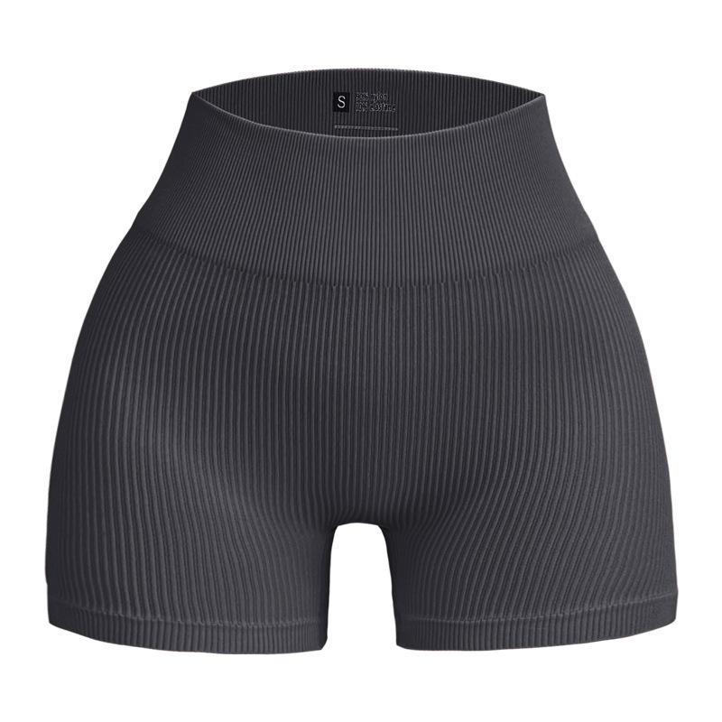 Women's High-Waisted Seamless Ribbed Yoga Shorts - Summer Elastic Three-Point Fit, Hip-Lifting Sportswear