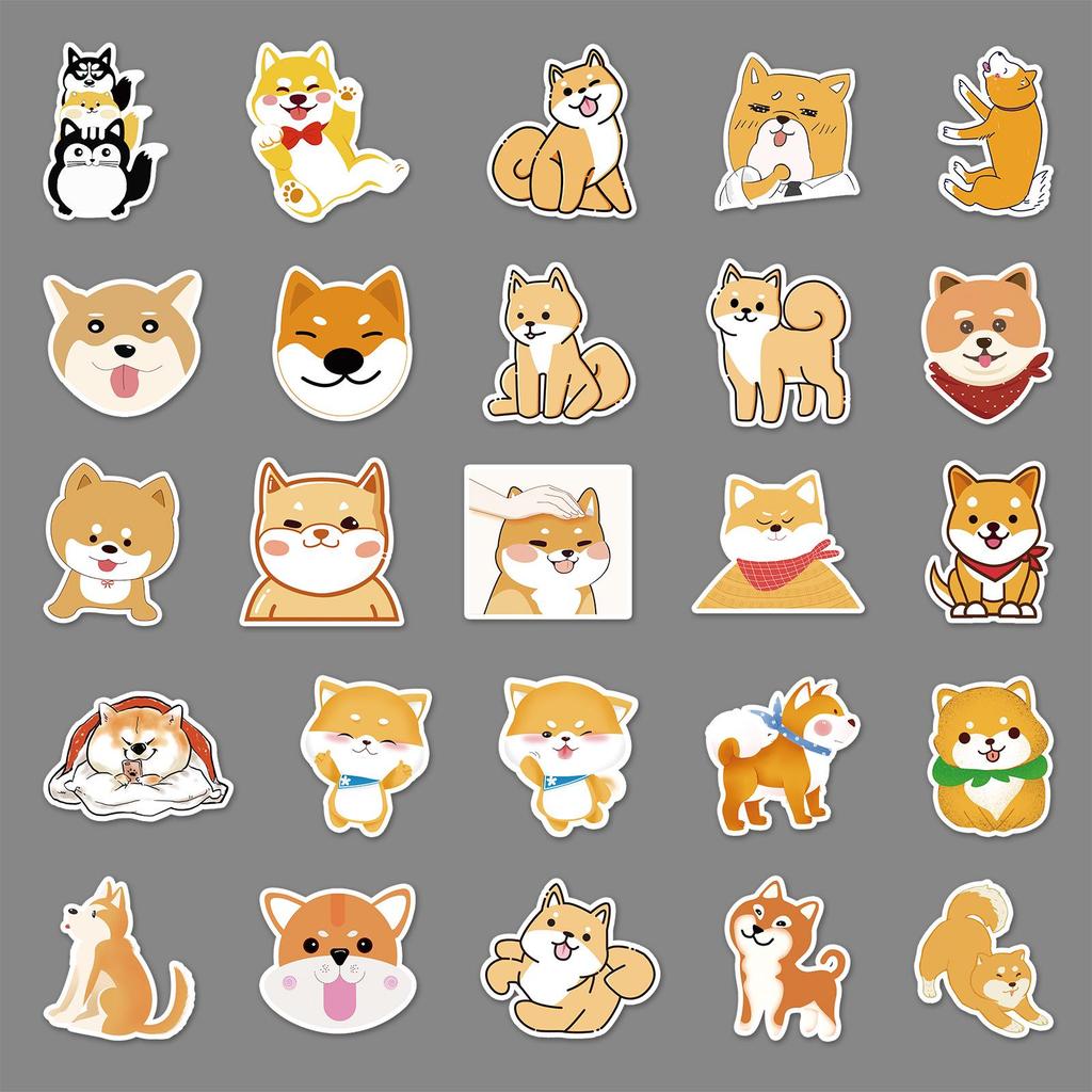 51 Cute Cartoon Shiba Inu Graffiti Stickers for Tablet, Suitcase, Car, Scooter, and Mobile Phone Decoration