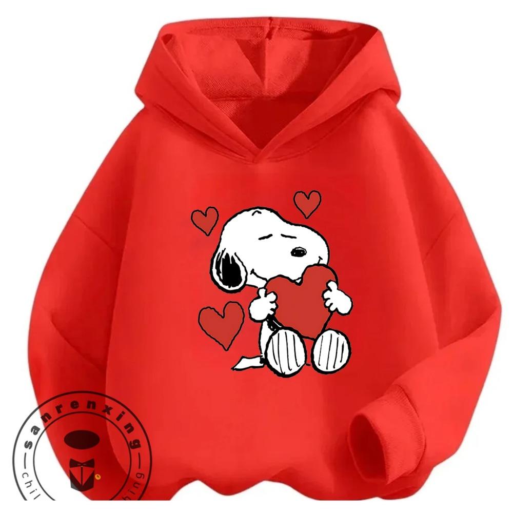 Kawaii Printed Hooded Sweatshirt Autumn Winter Casual Trendy Cartoon Kids Shirt Snoopy Children