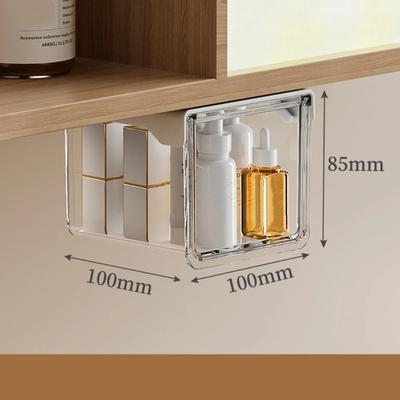 Transparent Pull-Out Storage Drawer Wall-Mounted Under The Mirror Cabinet Storage Box No-Punching Installation