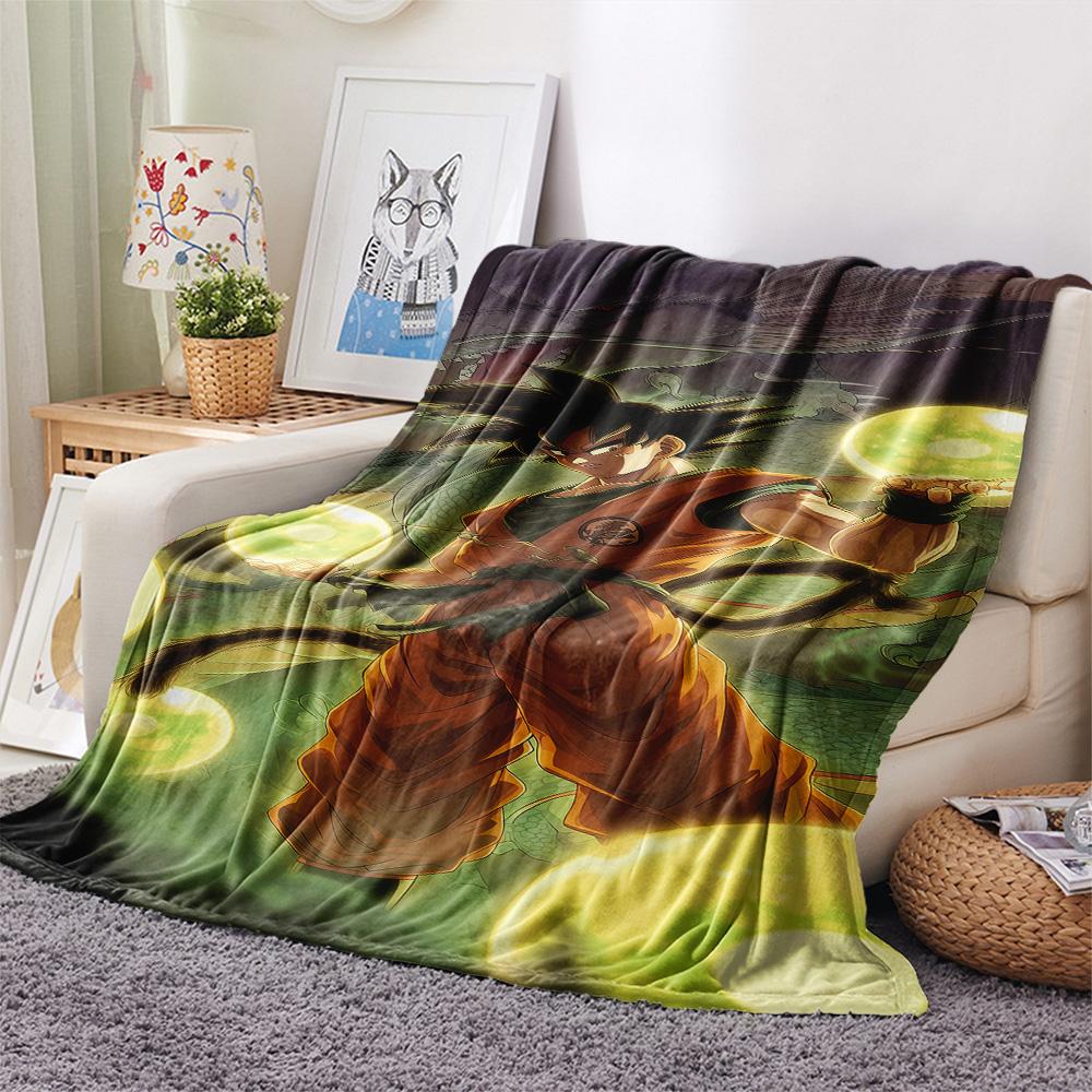 1PC Son Goku Patterned Flannel Blanket Suitable For All Seasons For Home Decor Warmth And Comfort Gifts Holiday Present