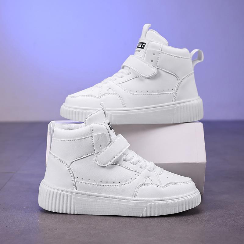 2025 Kinder High-Top Canvas Schuhe - Weiße Sneakers für Jungen & Mädchen, Frühling/Herbst Freizeit- & Sportbekleidung