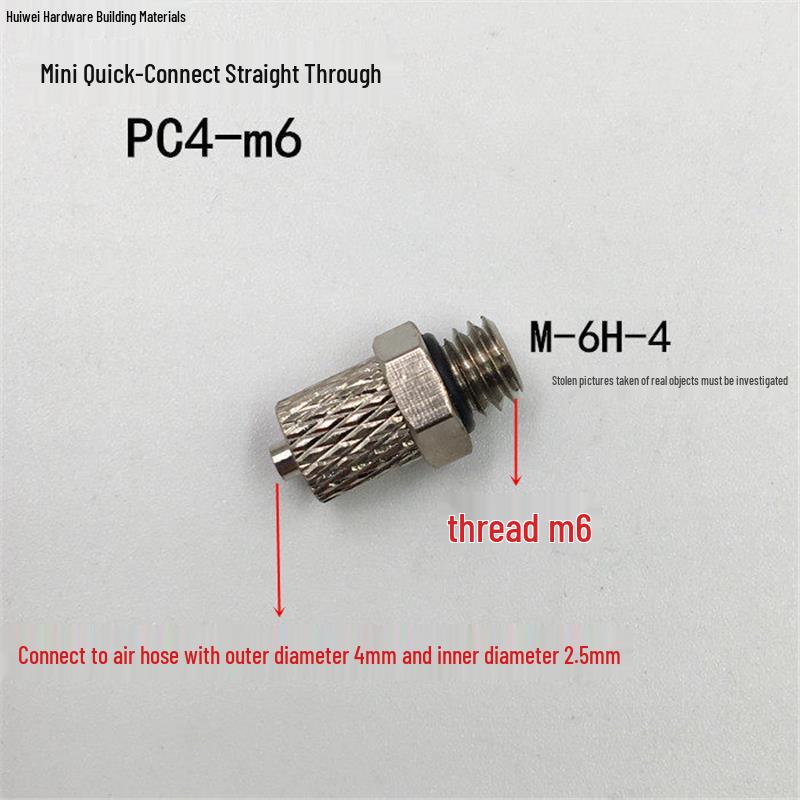 SMC Miniature Connector: Copper Thread, Straight-Through, 4/6-M5 Quick Connect Elbow, Pagoda Mini 4-M3 Air Connector.