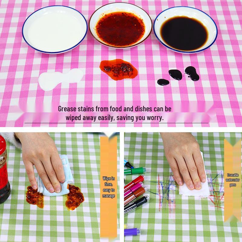 Ins Style Waterproof Wash-Free Plaid Tablecloth for Coffee and Dining Tables
