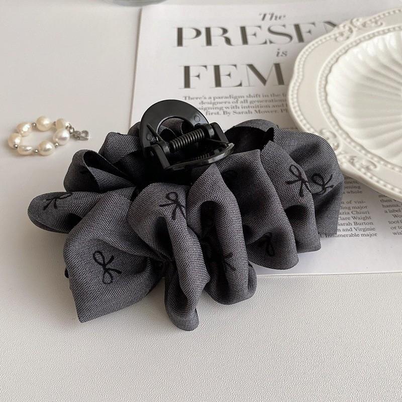 New Temperament Bow Hair Clip Women's Black Satin Shark Clip Fashion Hair Accessories