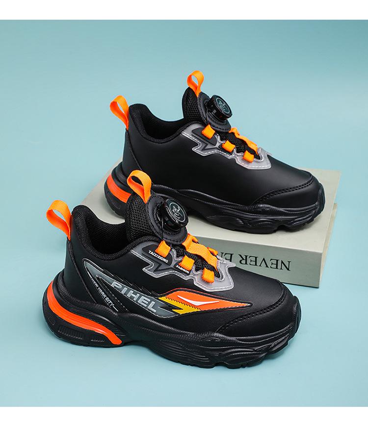 2026 Fall Boys' Waterproof Leather Running Shoes - Non-slip, Wear-resistant Sports Sneakers for Students