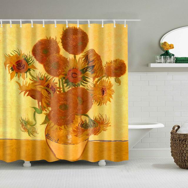 Japanese Style Cherry Blossoms Red Rose Shower Curtains Bathroom Curtain Frabic Waterproof Polyester Bathroom Curtain with Hooks