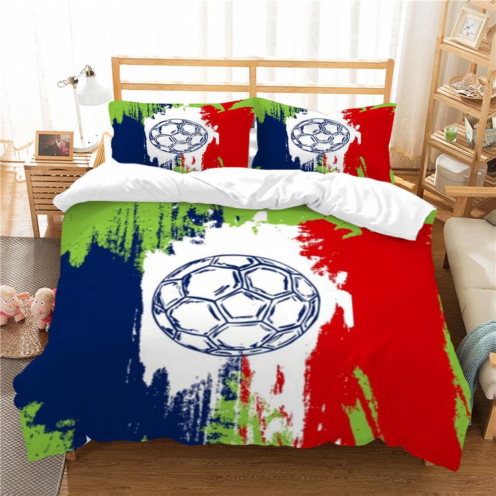 Jocuri fotbal Set de lenjerie de pat cu fetă de pernă Lenjerie de pat pentru acasă Imprimare fotbal Set cuvertură de pilota de înaltă calitate Seturi de pat respirabile