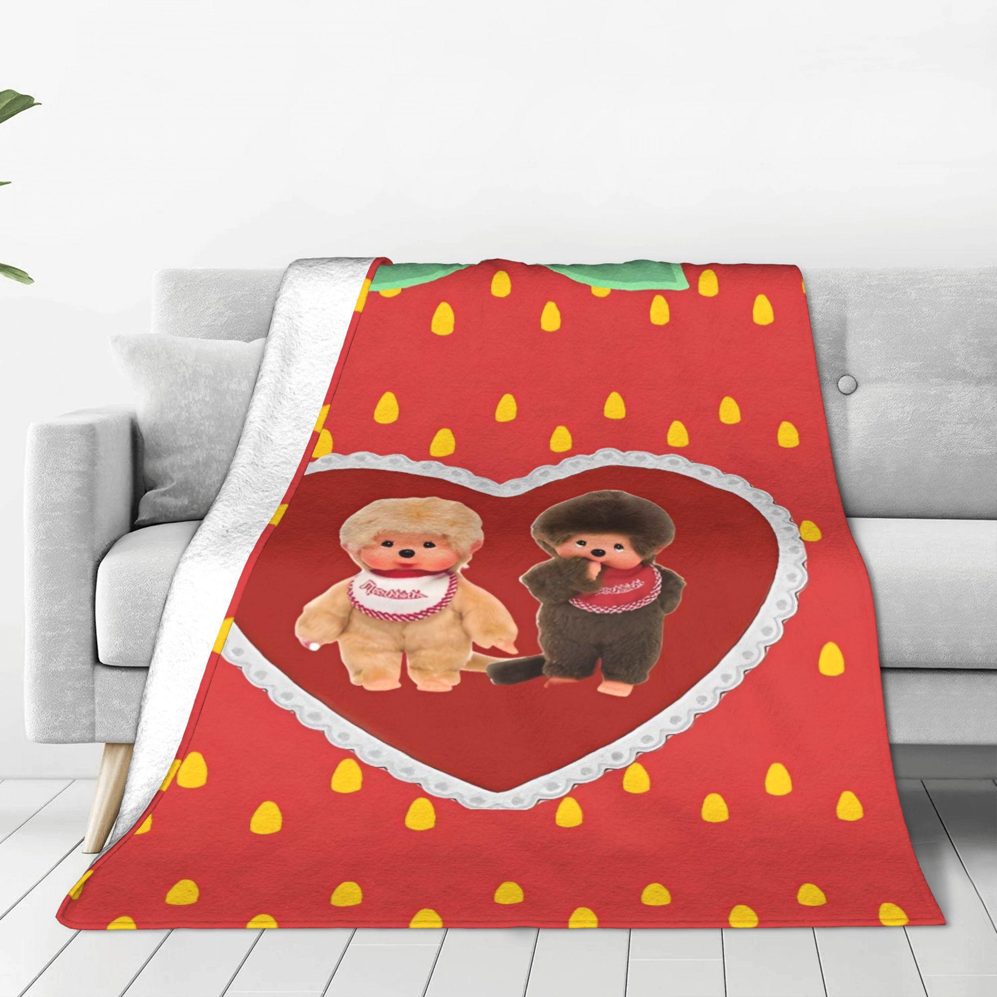 

M-Monchhichis Flannel Blanket Autumn meme Soft Warm Throw Blanket for Child Living Room Comfortable Bedspread Sofa Bed Cover 30x40in