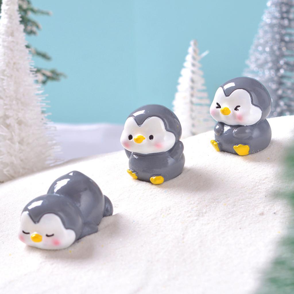 1/4PCS Cute Grey Penguin Doll Snow Landscape Gardening DIY Decoration Accessories Mini Desktop Small Ornament