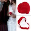 Wedding Heart Shape Velvet Jewelry Box Ring Display Box Red Rose Double Ring Storage Box
