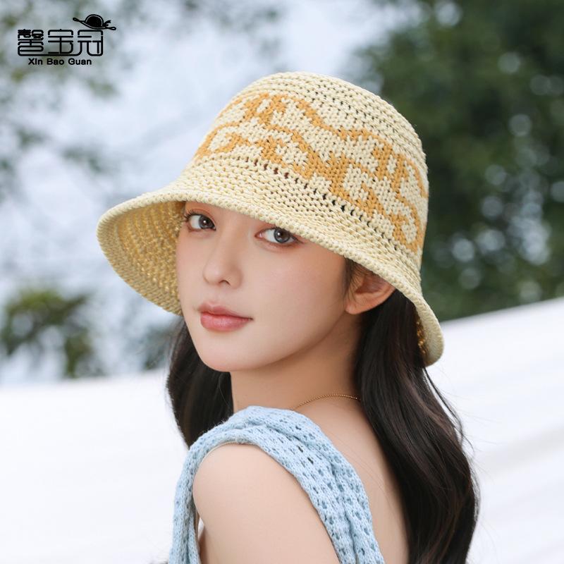 Spring and Autumn Hollow Hat Women's Fashion Versatile Sunscreen Hat Show Face Small Sun Hat Outdoor Travel Bucket Hat