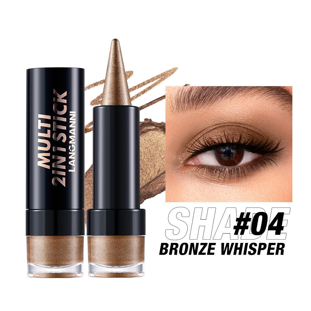 2 IN 1 Bullet Pearlescent Eye Shadow Pen Pointed Eyeliner Stick Caramel Brown Black Eyeshadow Makeup Silky Smooth Waterproof Lasting Eyeshadow