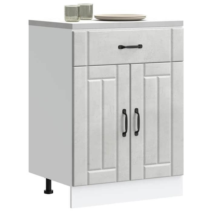 VidaXL Kitchen Cabinet Lucca Concrete Grey Engineered Wood, Sink Unit, Kitchen Cabinet with Drawer, Kitchen Cabinet 853731