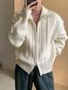 Women's High-neck Loose Knit Cardigan Sweater with Double Zipper – Three-Strand Thickened for Autumn & Winter