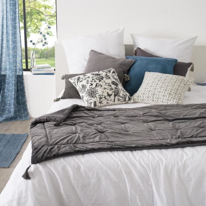 Edredon - Noname - 80 x 180 cm - Velours - Gris - Toucher ultra doux